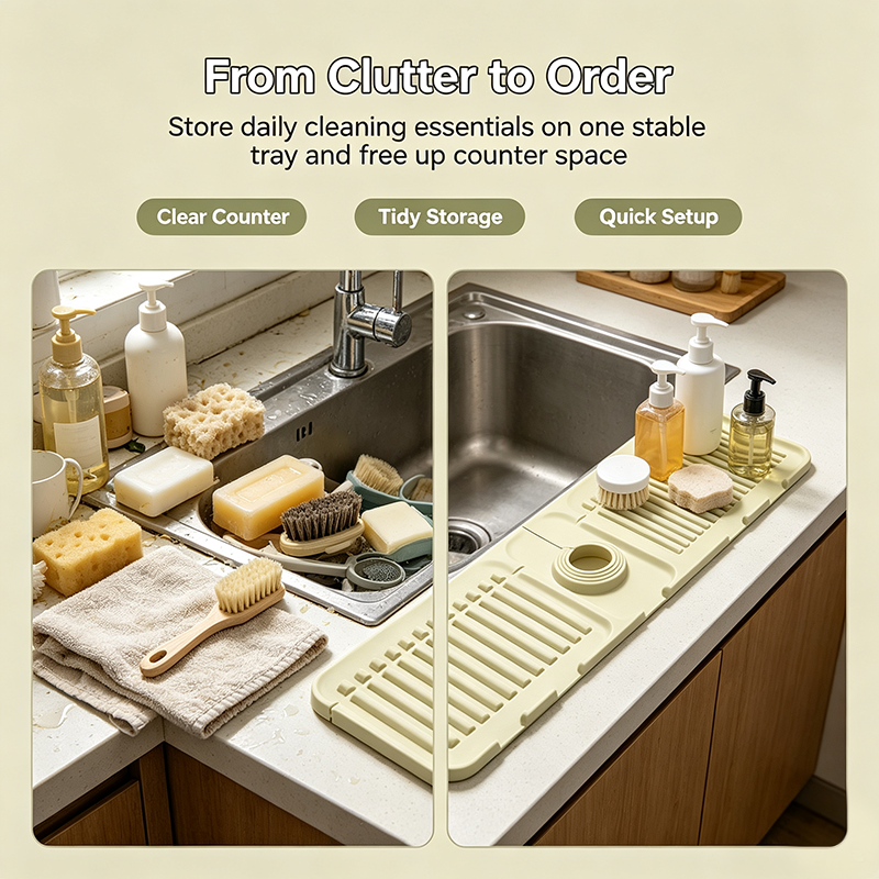 Tap Mat for Kitchen Sink, Splash Guard, Silicone Drying Mat, Quick Drying Stone Sink Tray🪨🌊