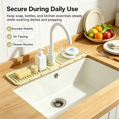 Tap Mat for Kitchen Sink, Splash Guard, Silicone Drying Mat, Quick Drying Stone Sink Tray🪨🌊