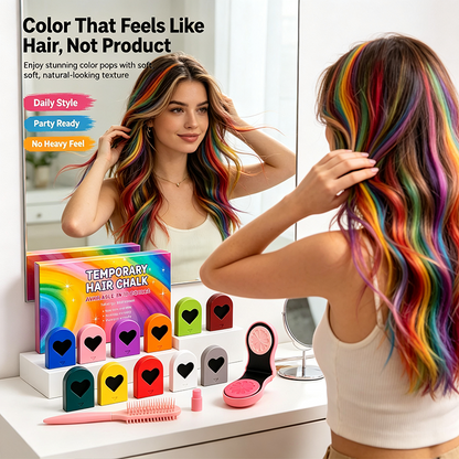 🌈 Instant Hair Color Magic – Washable Temporary Hair Chalk Set ✨