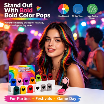🌈 Instant Hair Color Magic – Washable Temporary Hair Chalk Set ✨