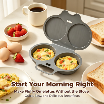 2-Pack Easy-To-Clean Microwave Omelette Maker, Multifunctional Egg Poacher, Non-Stick🍳