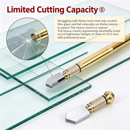 Diamond Head Glass Cutter Tool for 3-15mm Glass & Mirrors, Heavy Duty Steel Blade🛠️