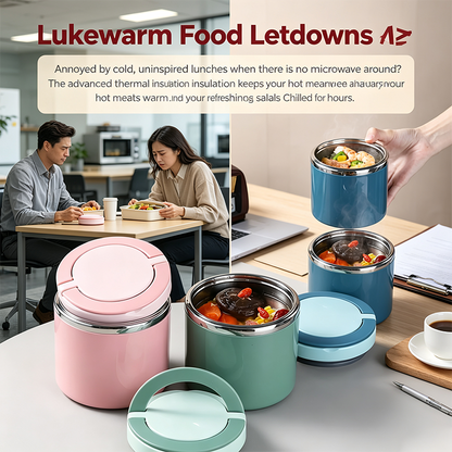 Stainless Steel Bento Style Boxed Lunch Box with Handle - Leakproof, Stackable🍱