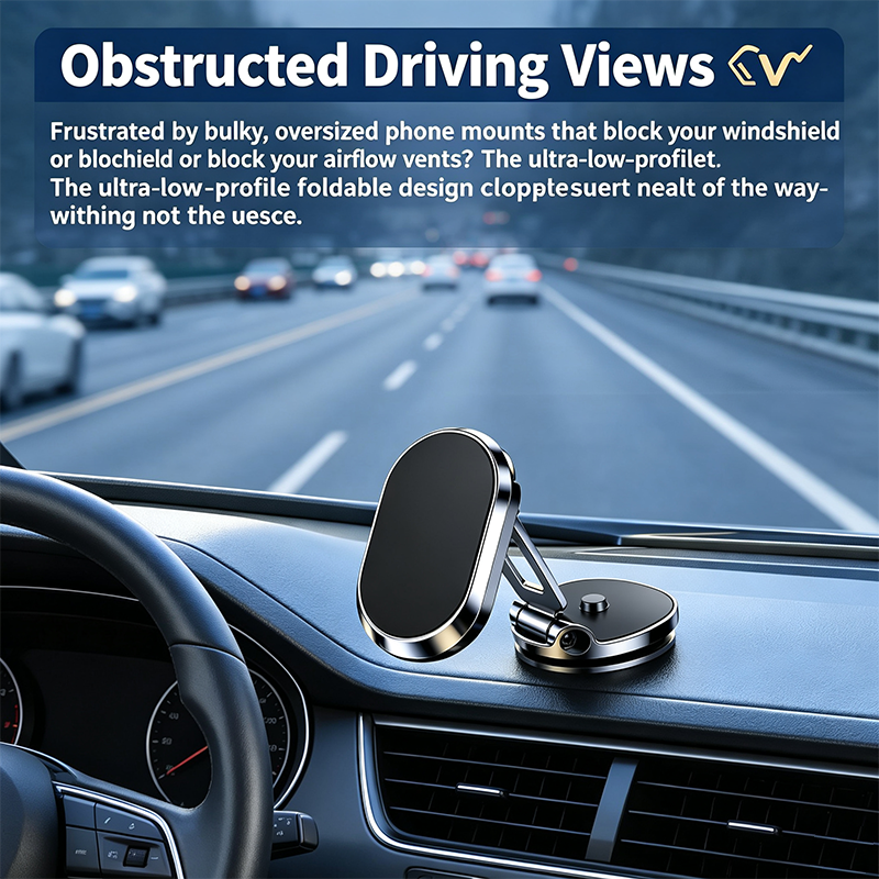 Foldable Metal Magnetic Car Phone Holder - 360° Rotating📱