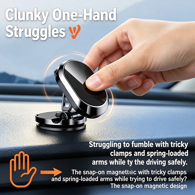 Foldable Metal Magnetic Car Phone Holder - 360° Rotating📱