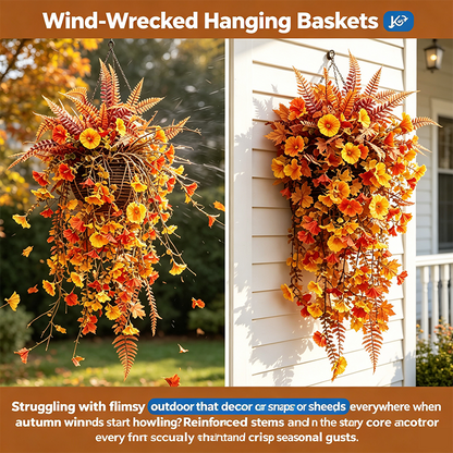 UV-resistant artificial Boston fern plant, realistic large outdoor hanging autumn faux plant🍂