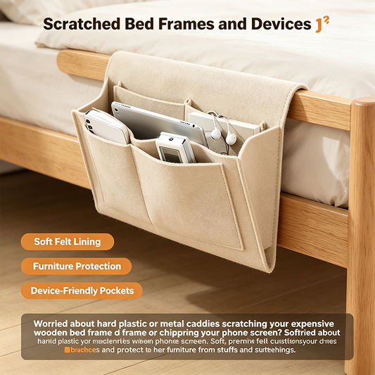 Bedside Caddy, 5 Pockets Felt Bedside Storage Organizer, Hanging Storage Organizer 🛏️
