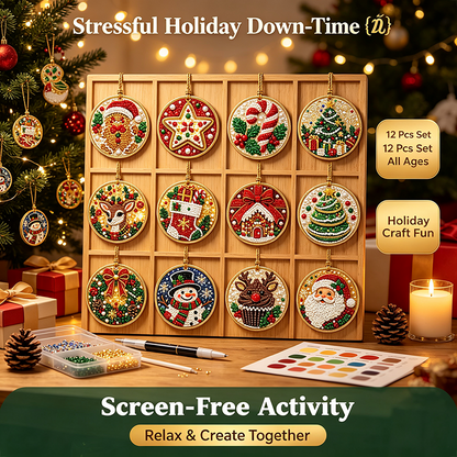 6Pcs/12Pcs Christmas DIY Diamond Painting Ornaments Kit, Xmas Tree Hanging Pendant🎄