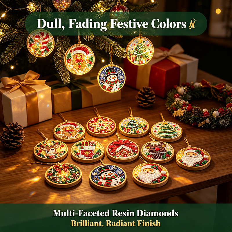6Pcs/12Pcs Christmas DIY Diamond Painting Ornaments Kit, Xmas Tree Hanging Pendant🎄