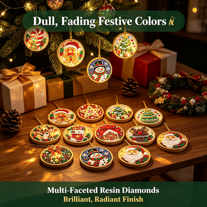 6Pcs/12Pcs Christmas DIY Diamond Painting Ornaments Kit, Xmas Tree Hanging Pendant🎄