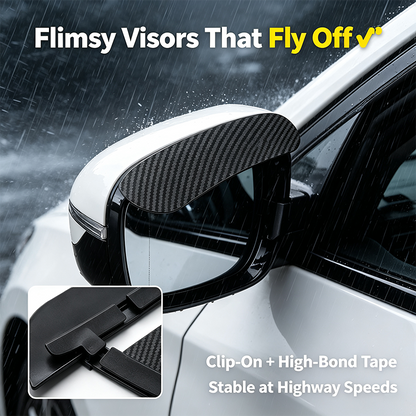 2PCS Car Side Mirror Rain Guards - Carbon Look ABS Visor Covers 🌧️