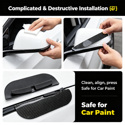 2PCS Car Side Mirror Rain Guards - Carbon Look ABS Visor Covers 🌧️