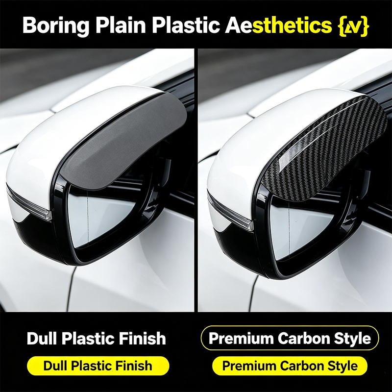 2PCS Car Side Mirror Rain Guards - Carbon Look ABS Visor Covers 🌧️