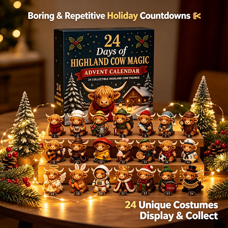 24-Day Highland Cow Advent Calendar - Christmas Countdown Gift Box🐮