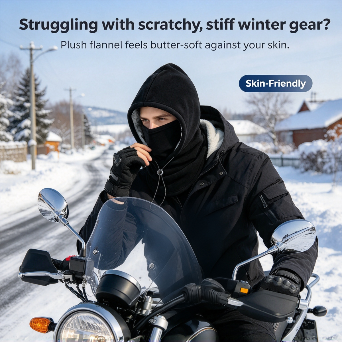 2-Piece Integrated Flannel Warm Face Mask and Hat, Windproof and Warm🌬️