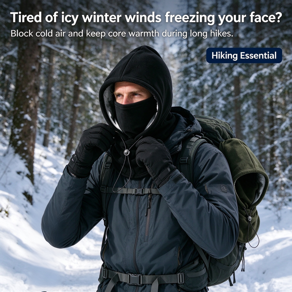 2-Piece Integrated Flannel Warm Face Mask and Hat, Windproof and Warm🌬️