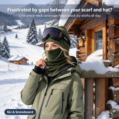 2-Piece Integrated Flannel Warm Face Mask and Hat, Windproof and Warm🌬️