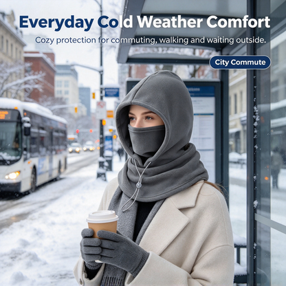 2-Piece Integrated Flannel Warm Face Mask and Hat, Windproof and Warm🌬️