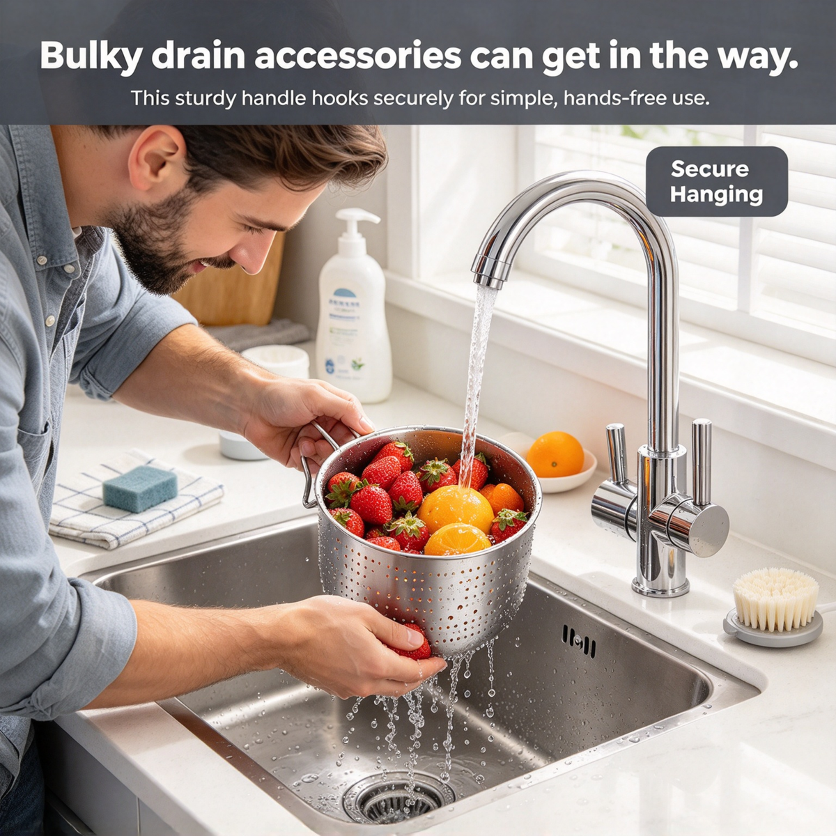 1 Count Stainless Steel Sink Hanging Drain Basket, with Handle Fast Draining🧺