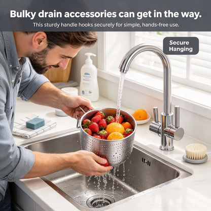 1 Count Stainless Steel Sink Hanging Drain Basket, with Handle Fast Draining🧺