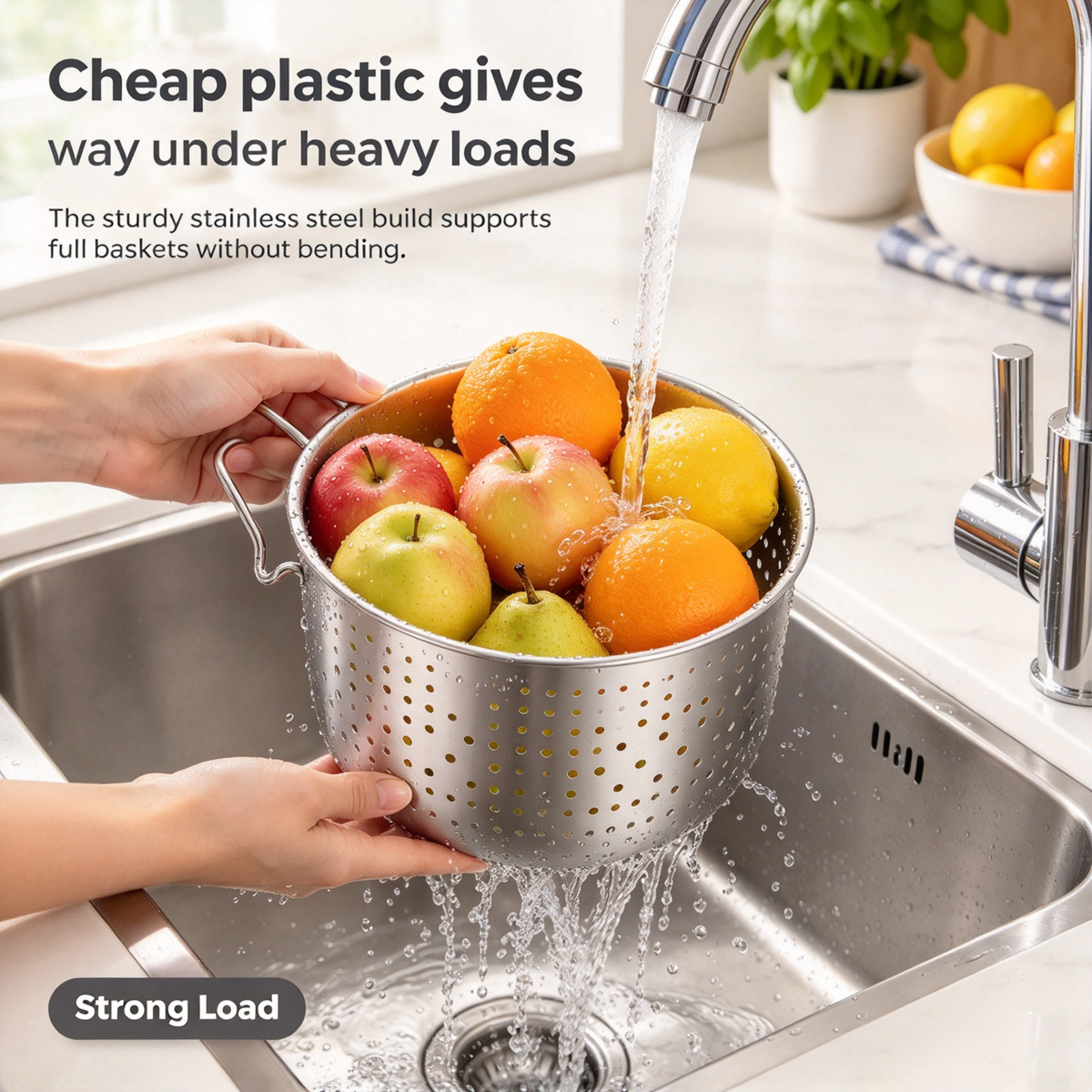 1 Count Stainless Steel Sink Hanging Drain Basket, with Handle Fast Draining🧺