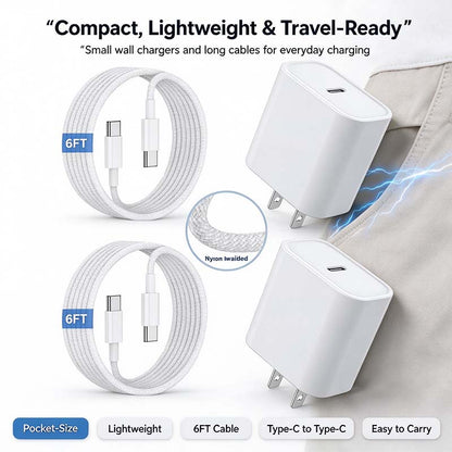 20W Super Fast USB-C Charger with Type-C to C Cable Kit 🔌