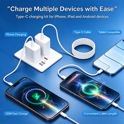 20W Super Fast USB-C Charger with Type-C to C Cable Kit 🔌
