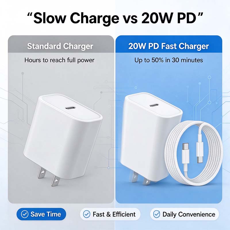 20W Super Fast USB-C Charger with Type-C to C Cable Kit 🔌