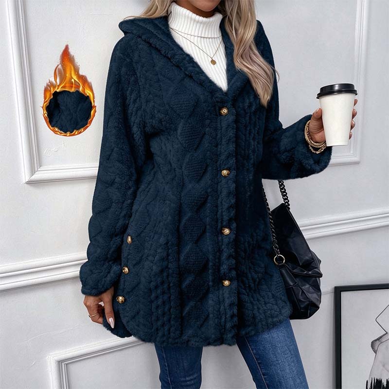 Women's Hooded Double-Sided Fleece Cardigan Long Sleeve Casual Warm Outerwear 🧥
