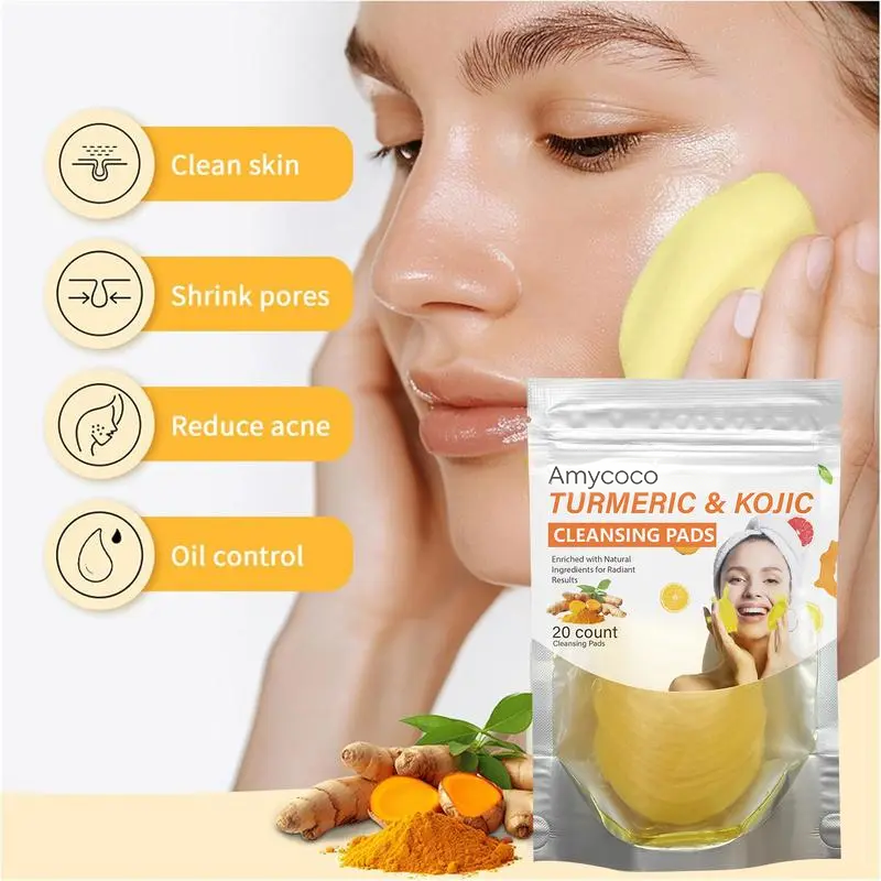 Turmeric & Kojic Acid Cleansing Pads - 20pcs NormalSkin Gentle Facial Cleanser Pads 🧖‍♀️