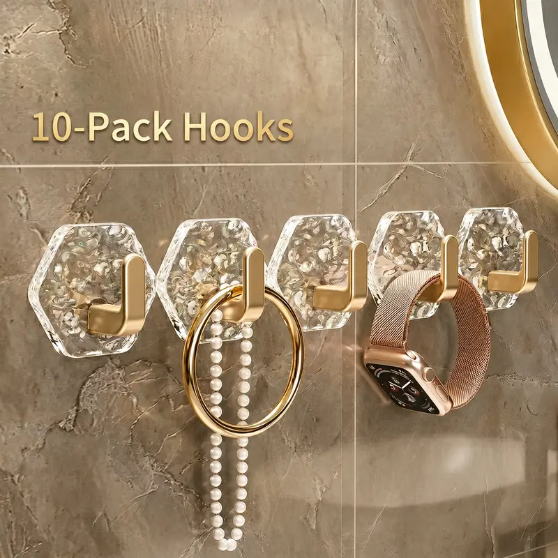10/20 Pack Self-Adhesive Hooks, Waterproof & Rustproof Wall Hooks 👍