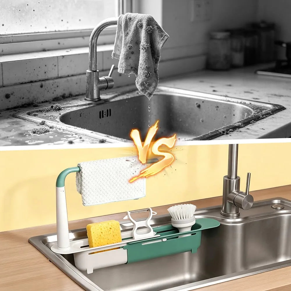 Retractable Sink Shelf — Adjustable-Length Sink Organizer🚰