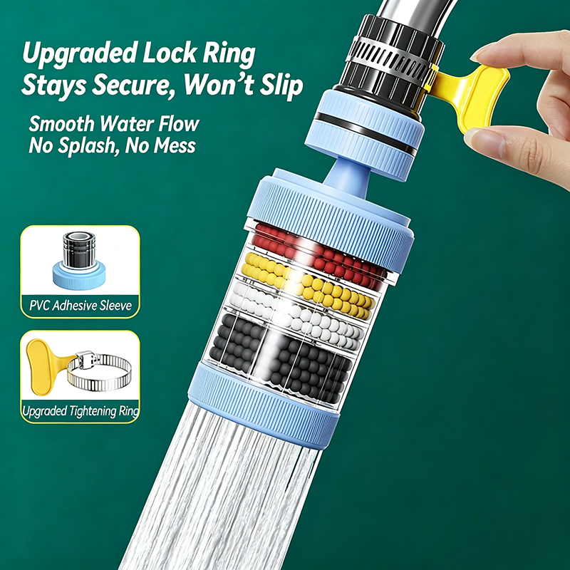 1 Count, 6 Layer Filtration Faucet Water Filter 360 Degrees Rotatable Splash Free💧