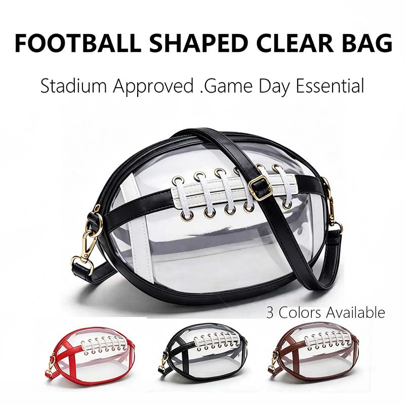 Clear Football Shaped Crossbody Bag Transparent PVC Stadium Approved Game Day Bag 🏈