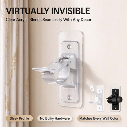 2-Pack No-Drill Curtain Rod Brackets, Self-Adhesive Multifunctional Acrylic Gel Rod Holder Hooks 🏠