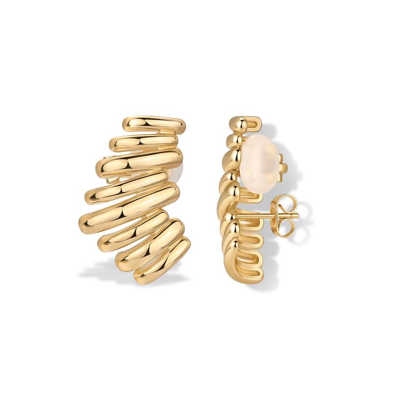 14K Gold Plated Statement Climber Stud Earrings for Women ✨💎