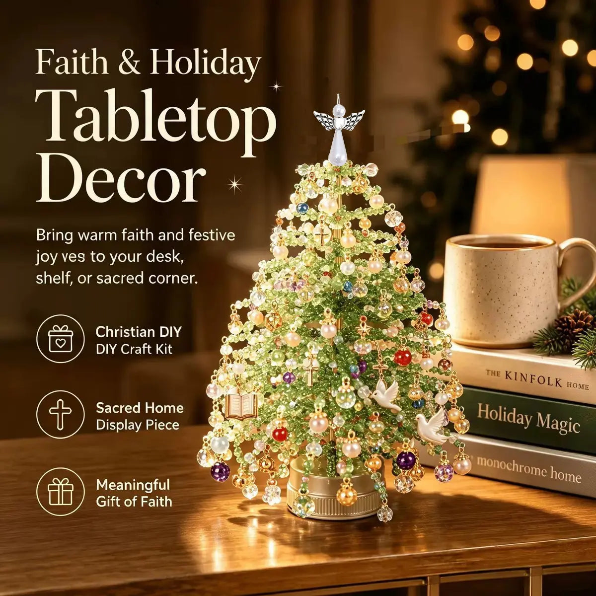 DIY Beaded Christmas Tree Kit, Hand‑Made Mini Crystal Bead Xmas Tree Craft Set🎄✨