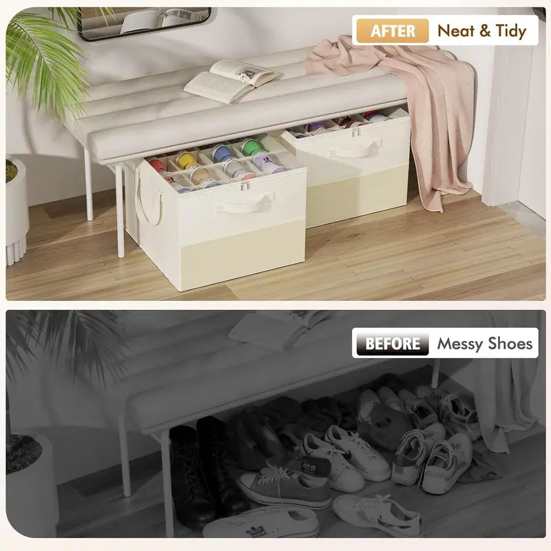 Foldable Shoe Organizer for Closet with Clear Cover, Large Stackable Shoe Storage Box✨