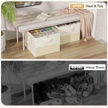 Foldable Shoe Organizer for Closet with Clear Cover, Large Stackable Shoe Storage Box✨