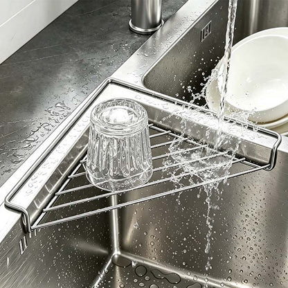 2PCS Stainless Steel Corner Sink Shelf with Triangular Open Wire Rack Design🍳