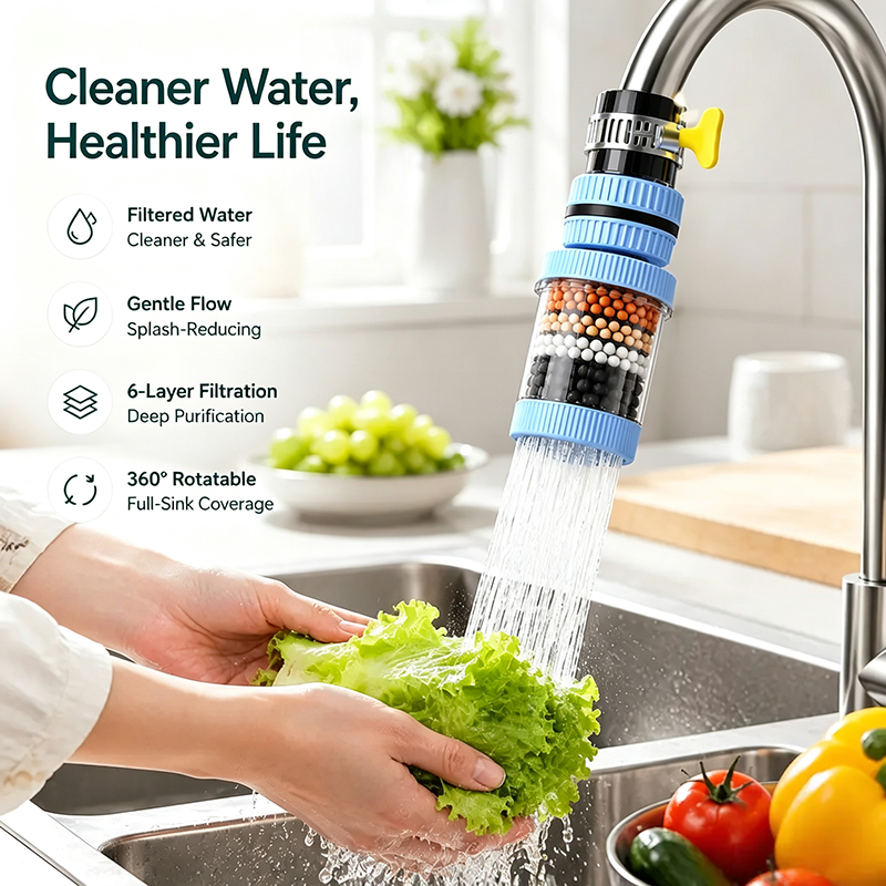 1 Count, 6 Layer Filtration Faucet Water Filter 360 Degrees Rotatable Splash Free💧