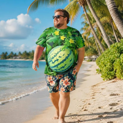 Funny Men's Watermelon Graphic T-Shirt, Fruit Print Summer Tee🍉