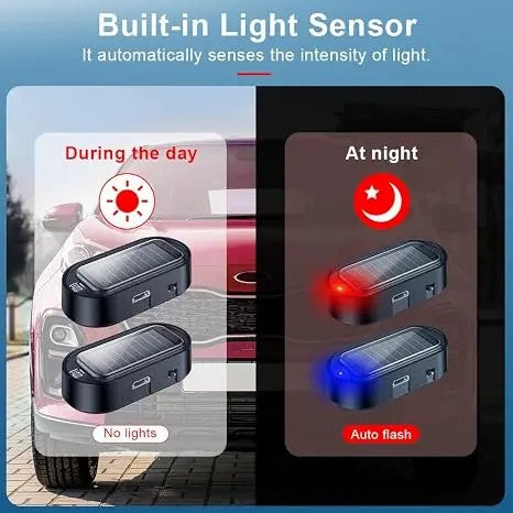 2PCS Solar Powered Fake Car Alarm Light, Auto Light Sensor LED Simulated Security Warning Light🚨