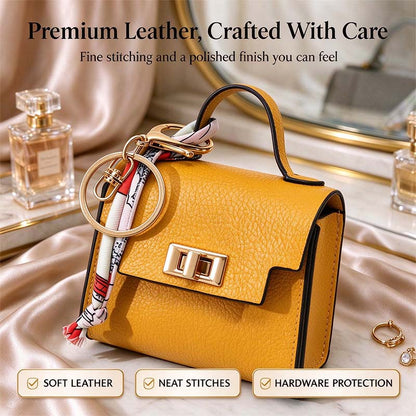 4pcs Mini Square Bag Pendant Keychain - High Quality Leather with Colorful Strap 🎒