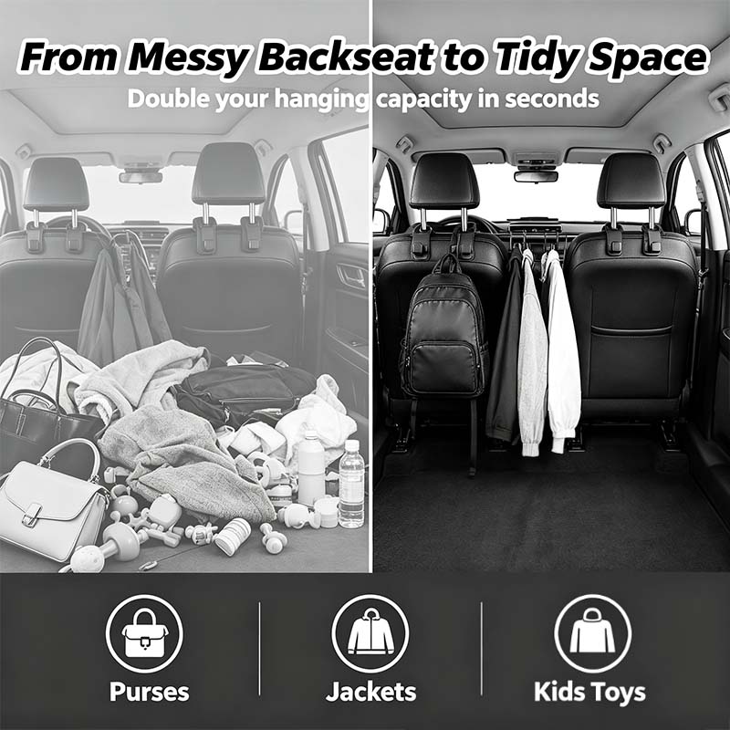 Car Seat Headrest Hook, Improved Car Seat Back Double Hooks🚗