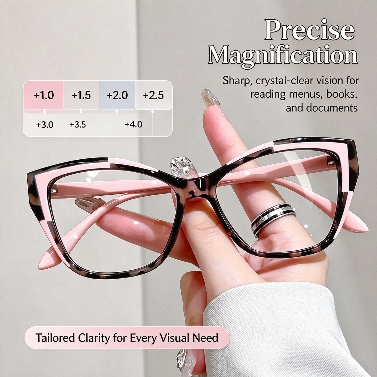 Women's Elegant Cat-Eye Metal Frame Reading Glasses - Plain Color-Blocked 👓