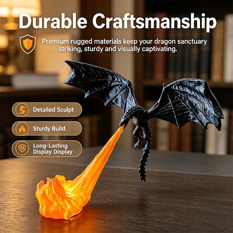 Dragon Flame Book Nook with Light | 3D Printed Mystical Dragon Bookshelf Decor🐉