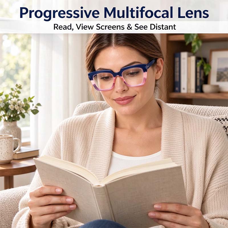 Unisex Progressive Multifocal Photochromic Reading Eyeglasses, UV-Protective Photochromic Lenses 👓