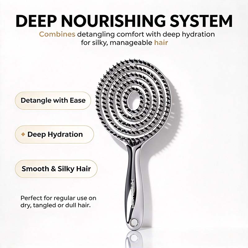 Anti-Static Hollow Round Bristle Brush - Massaging Design💇‍♀️✨