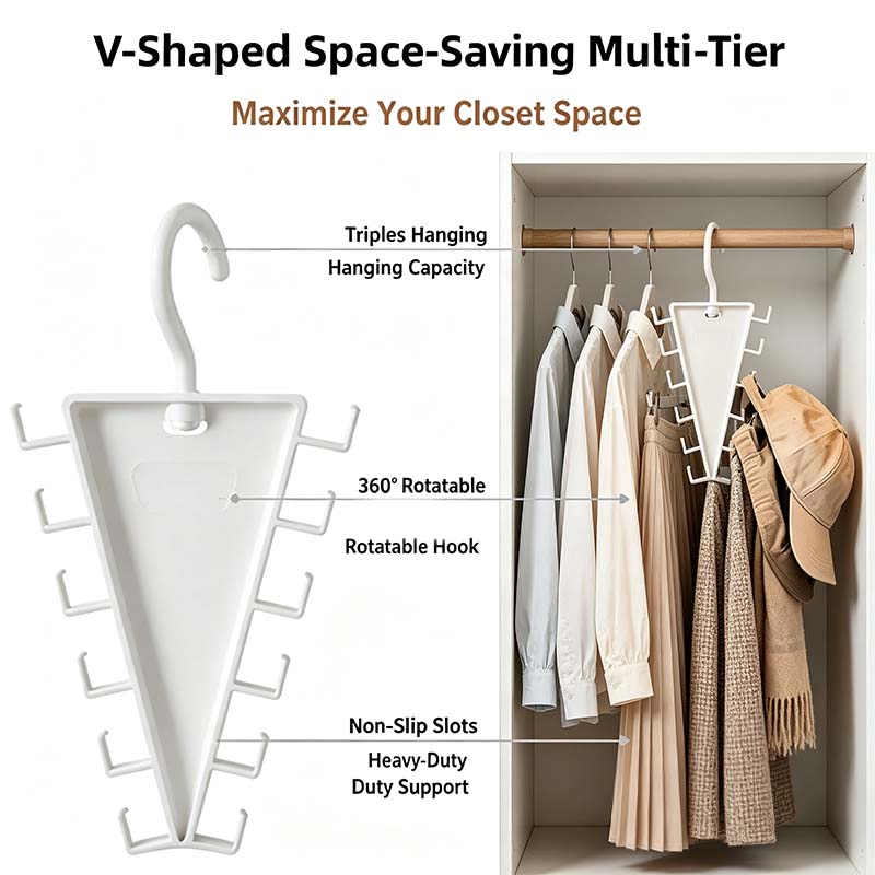 V Shaped Double-Sided Closet Organizer Hanger, 360° Rotatable Space Saving Clothes Hanger Organizer👗